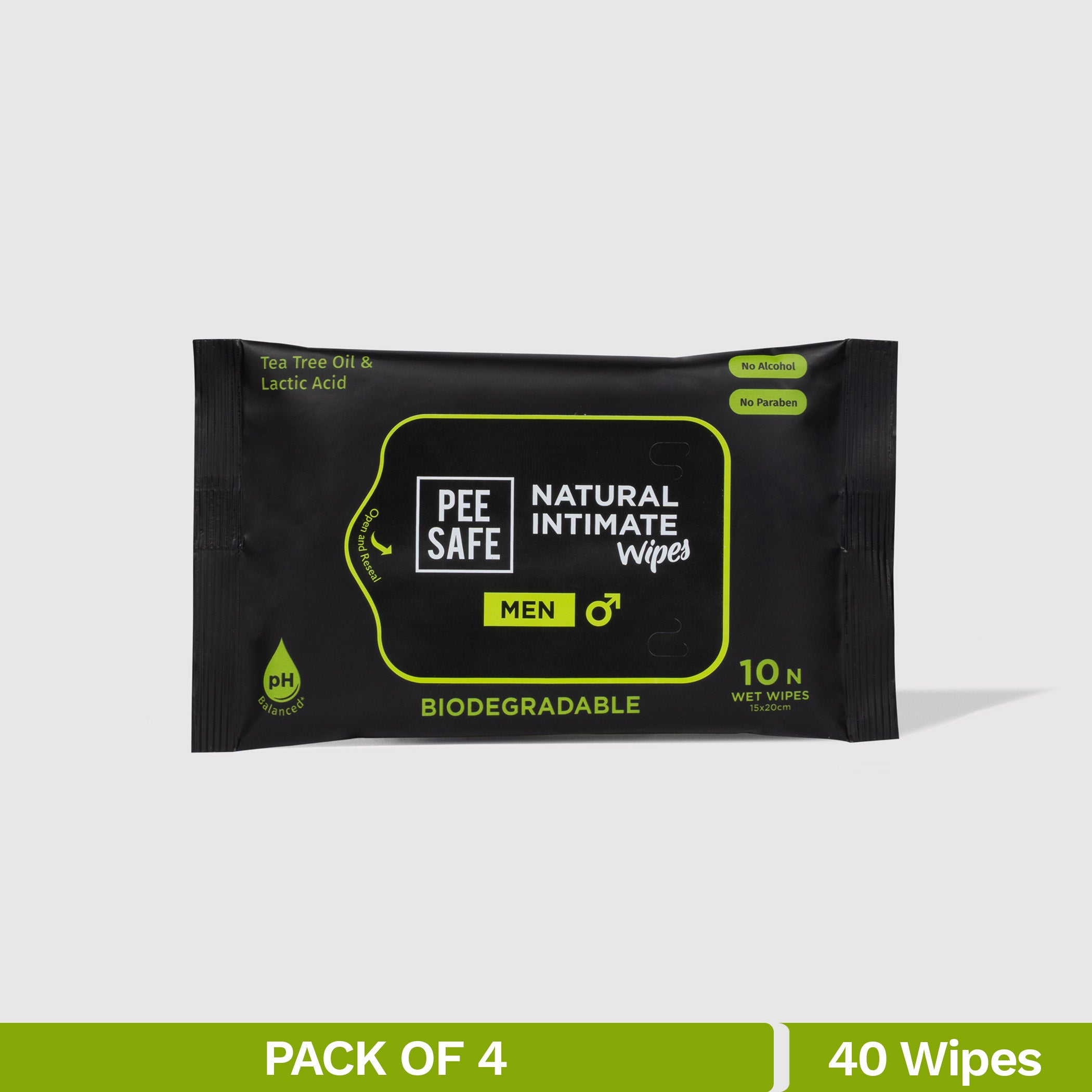 Pee Safe Natural Intimate Wipes For Men (40N) - BYOC