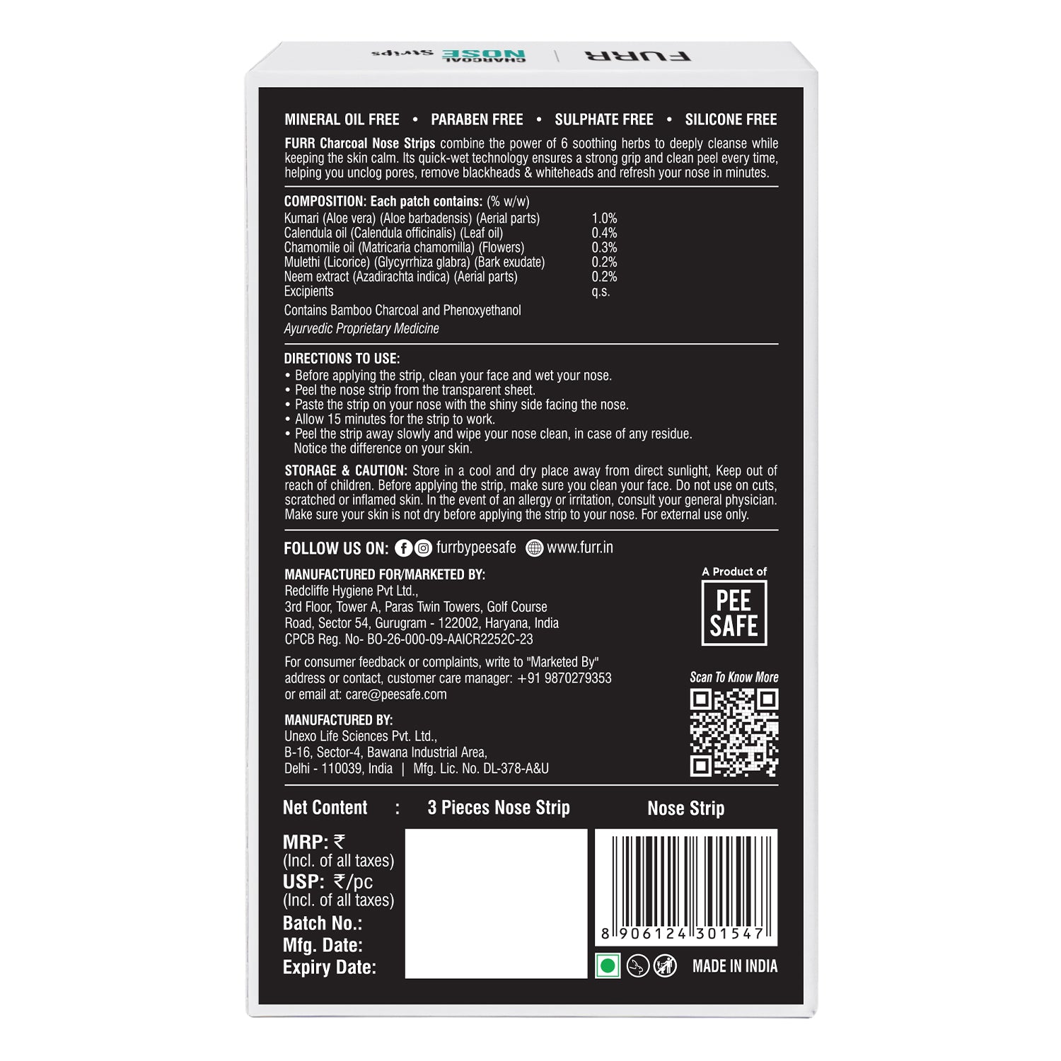 Furr Bamboo Charcoal Nose Strips (3N)