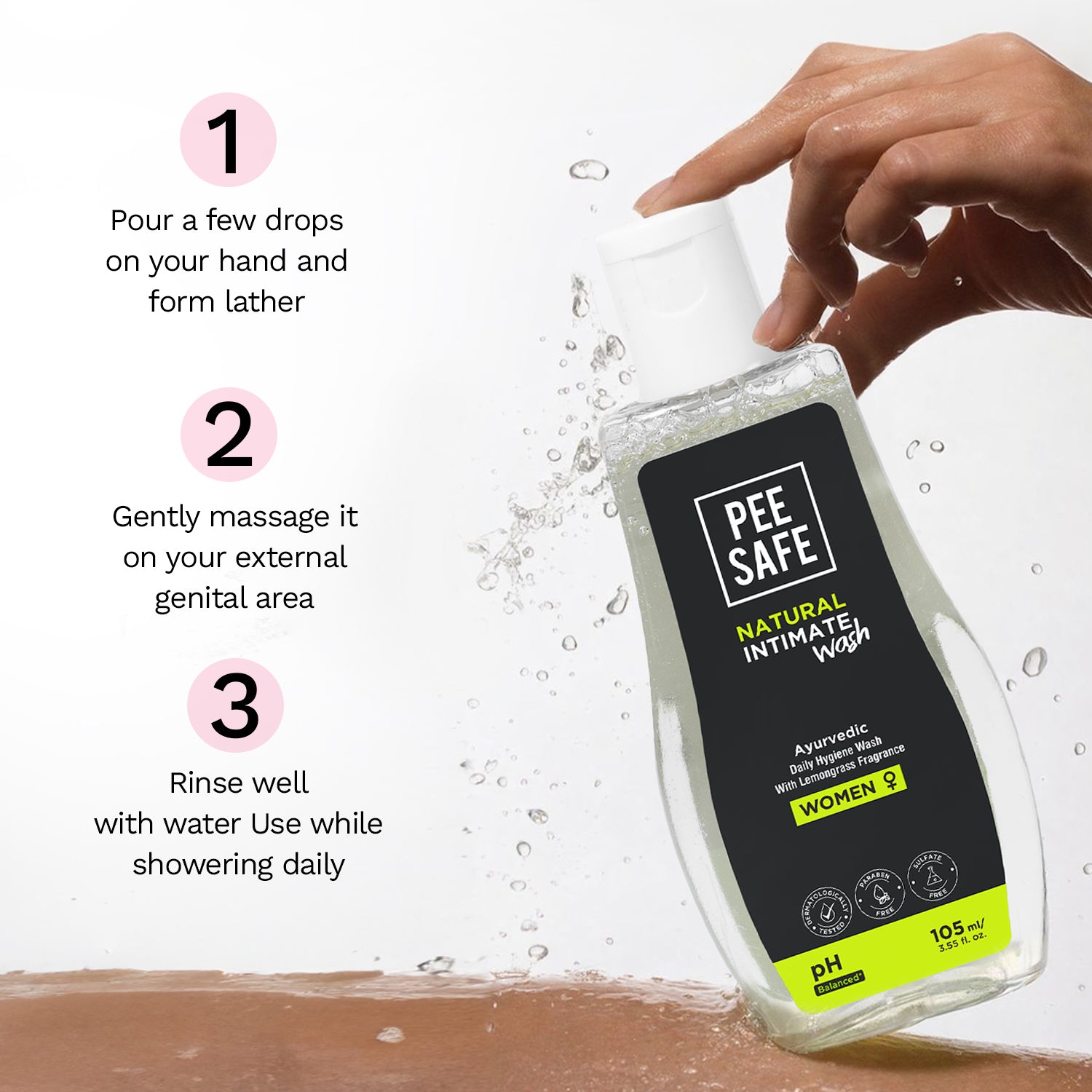 Pee Safe Daily Natural Intimate Wash For Women (105 ML)