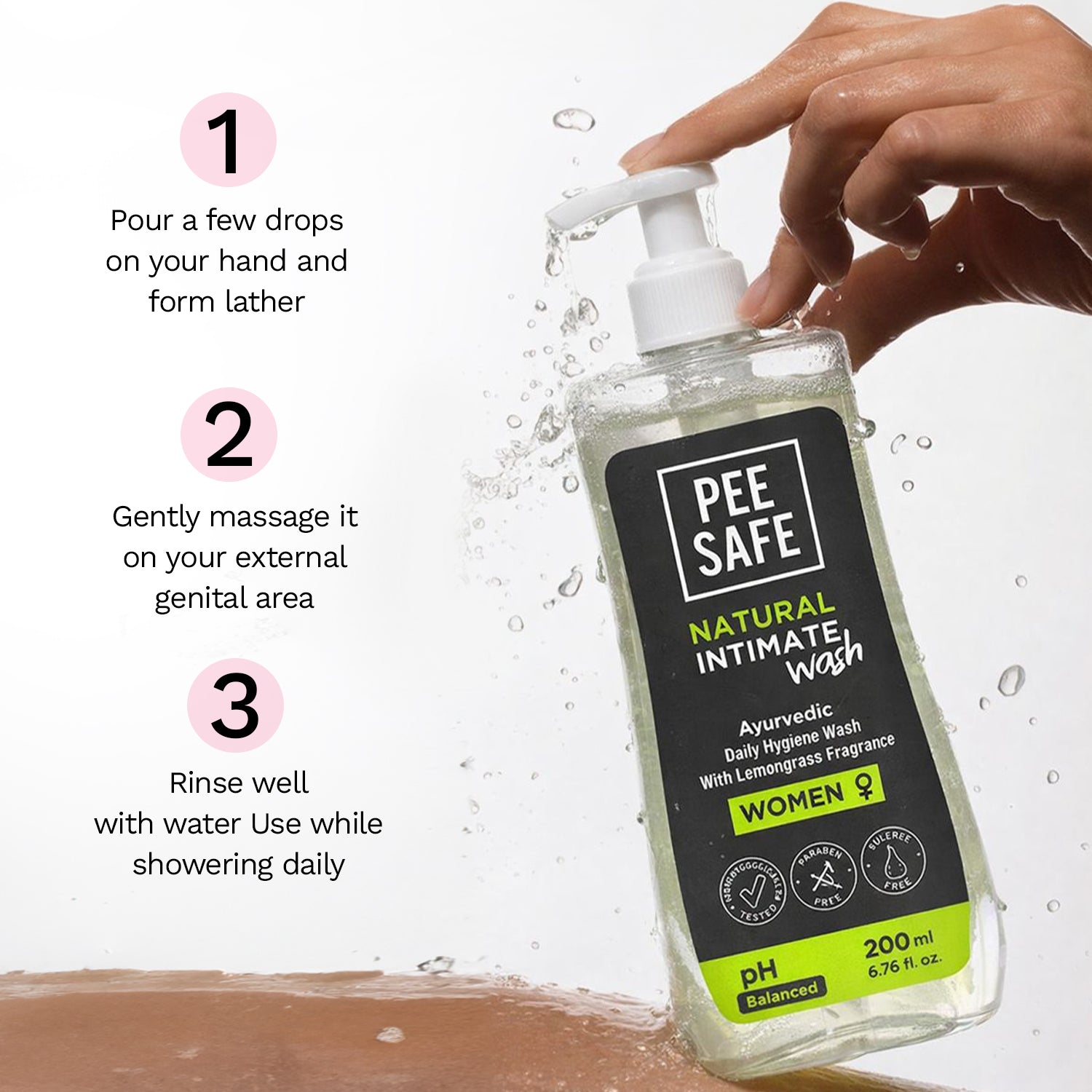 Pee Safe Daily Natural Intimate Wash For Women (200 ML) - BYOC