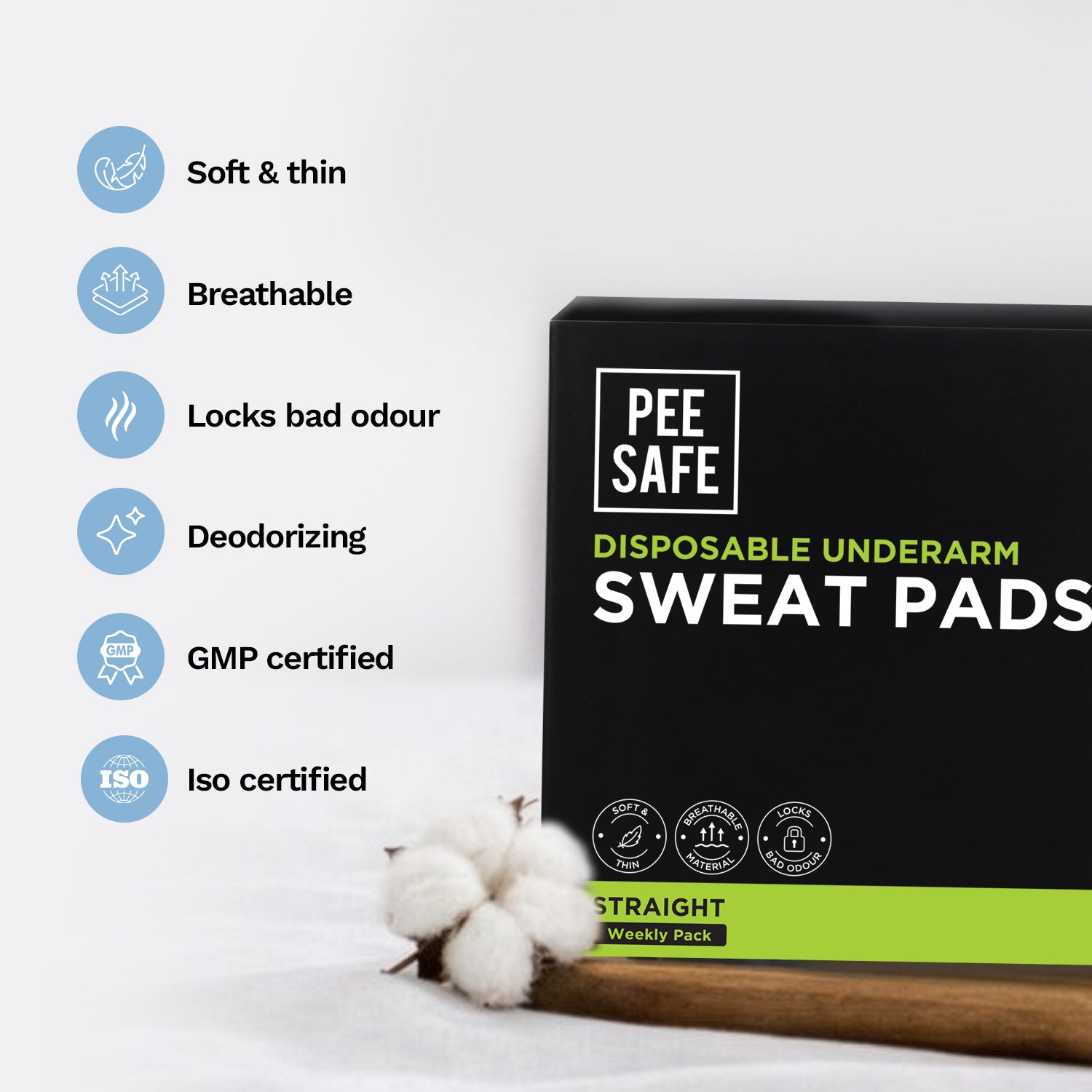 Pee Safe Underarm Sweat Pads (Straight) - 14 Pads