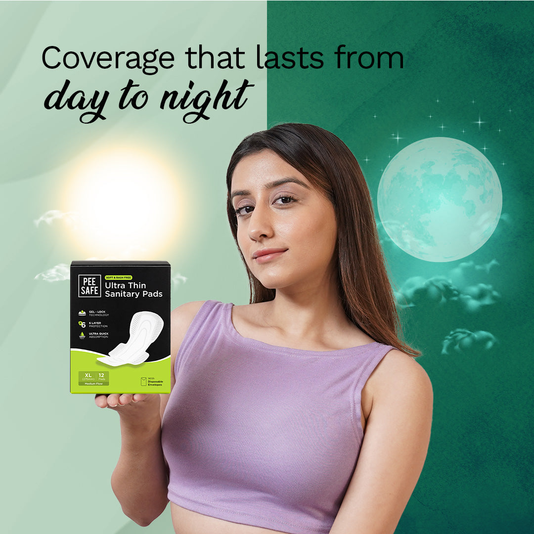 Pee Safe Ultra Thin Sanitary Pads - XL (12 Pads)