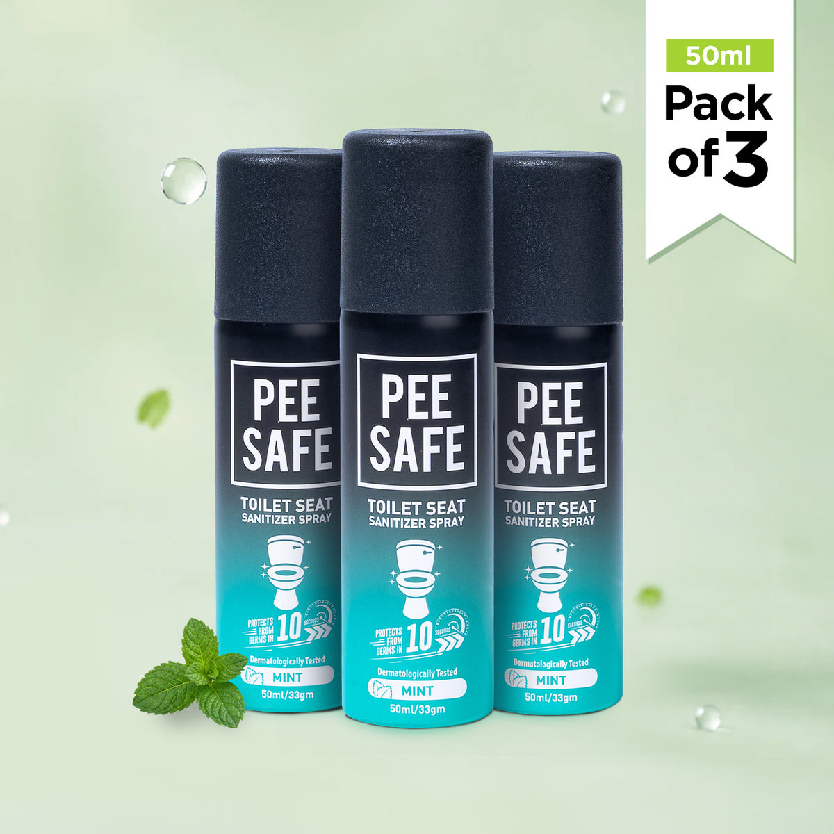 Mint Pack 3 (50ML) Toilet Seat Sanitizer Spray