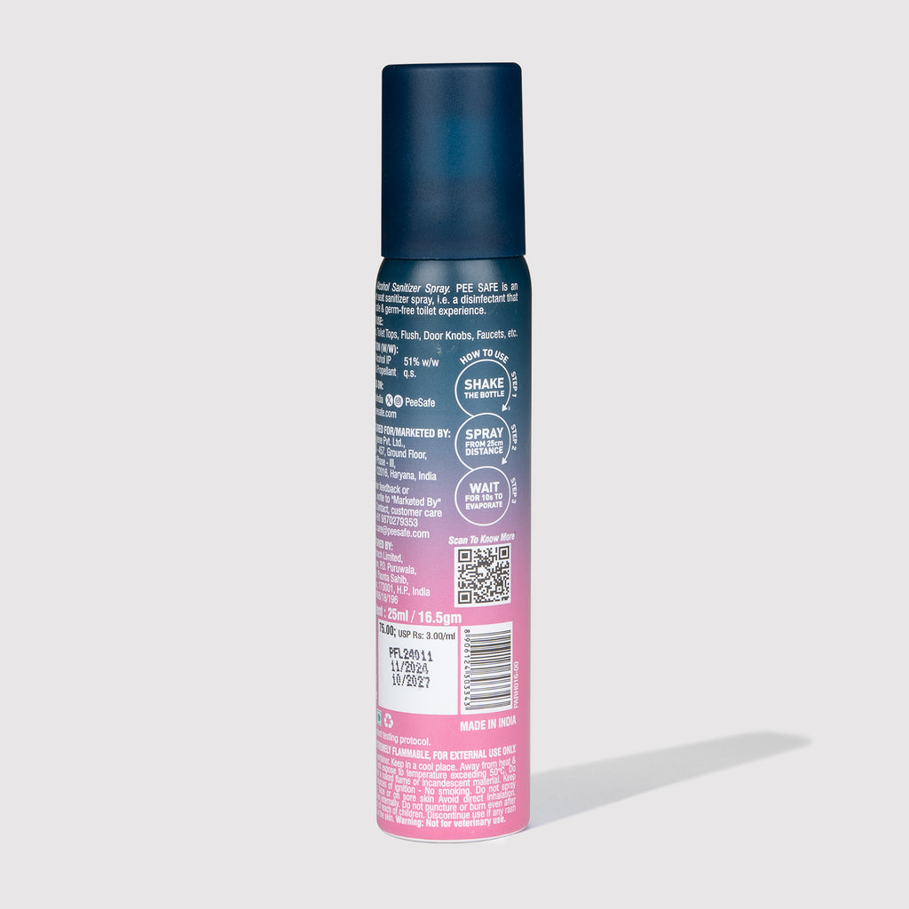 Pee Safe Mini Toilet Seat Sanitizer Spray (Floral) - 25 ML (Pack Of 6)