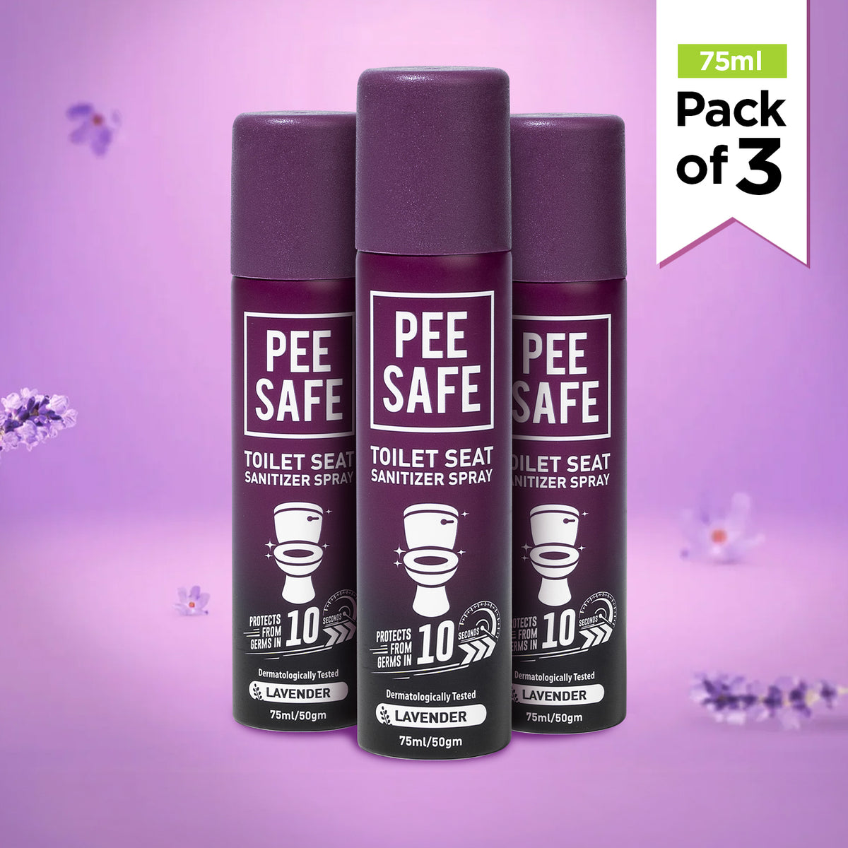 Lavender Pack 3 (75ML) Toilet Seat Sanitizer Spray