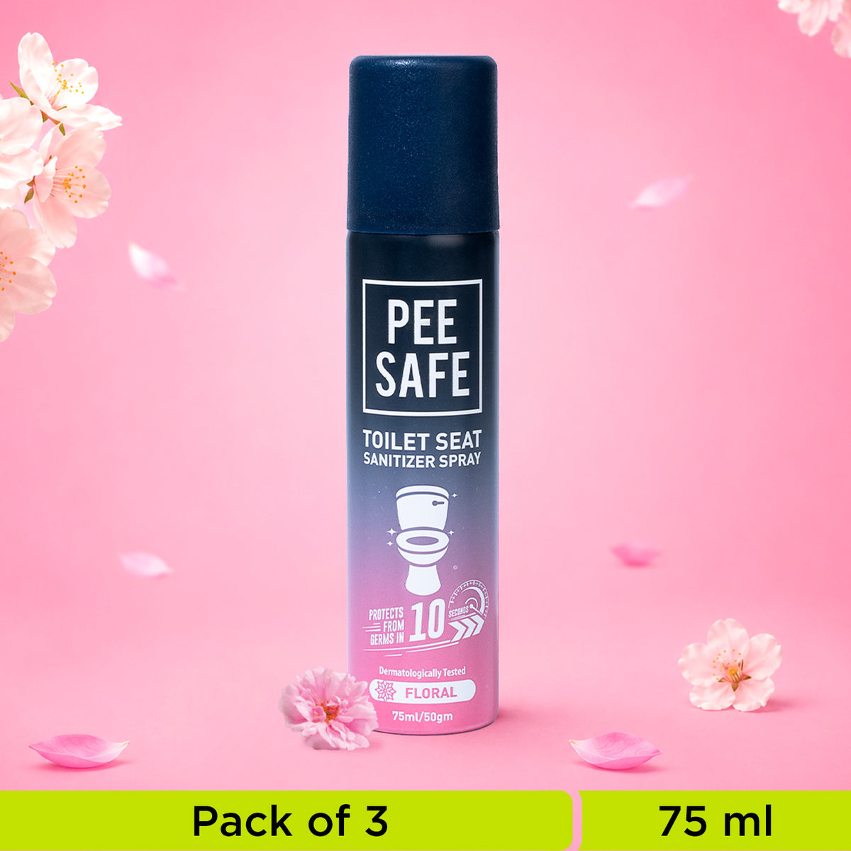 Toilet Seat Sanitizer Spray (Floral) -75 ML (Pack of 3)