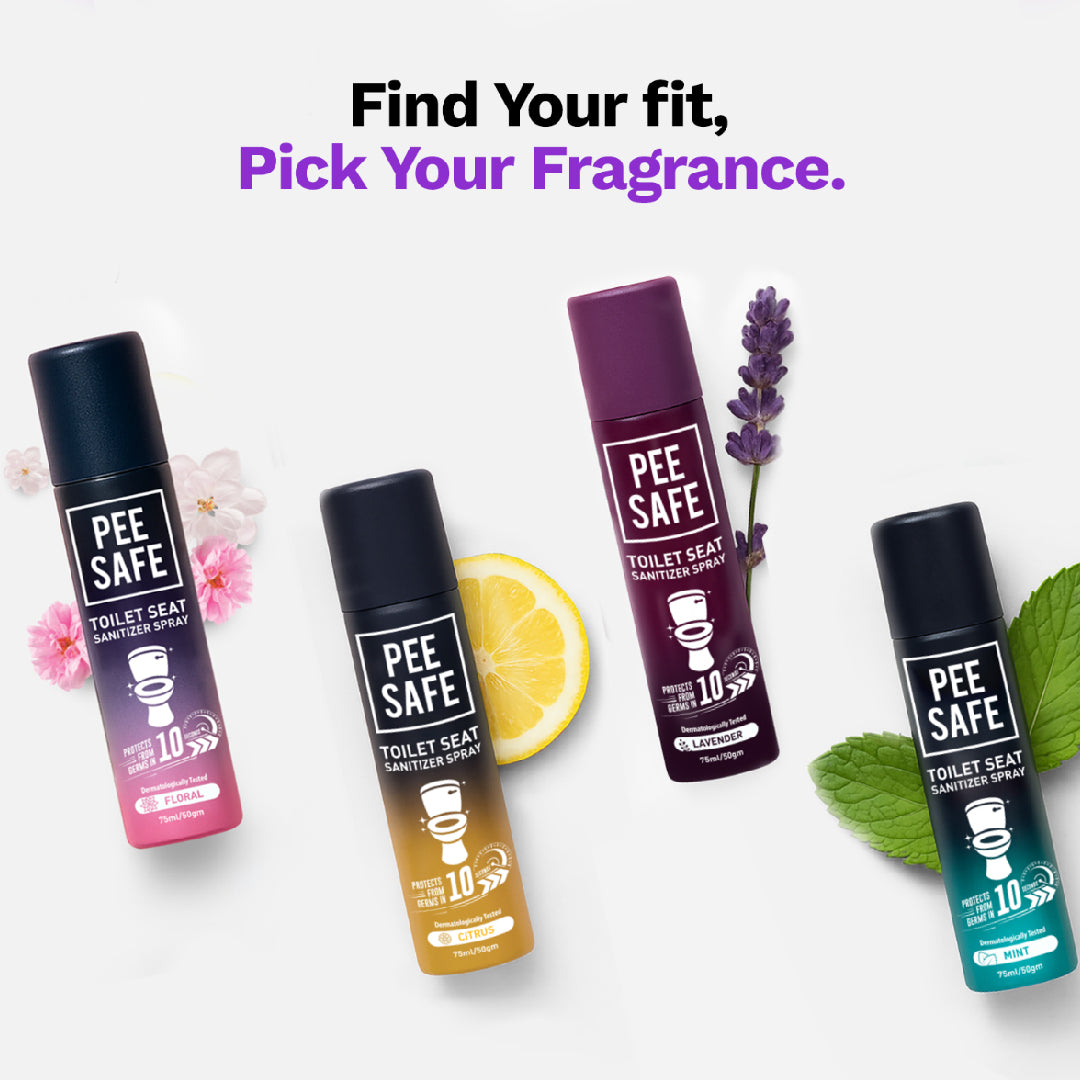 Pee Safe Toilet Seat Sanitizer Spray (Mint, Lavender & Citrus) - 75 ML (Pack of 3)
