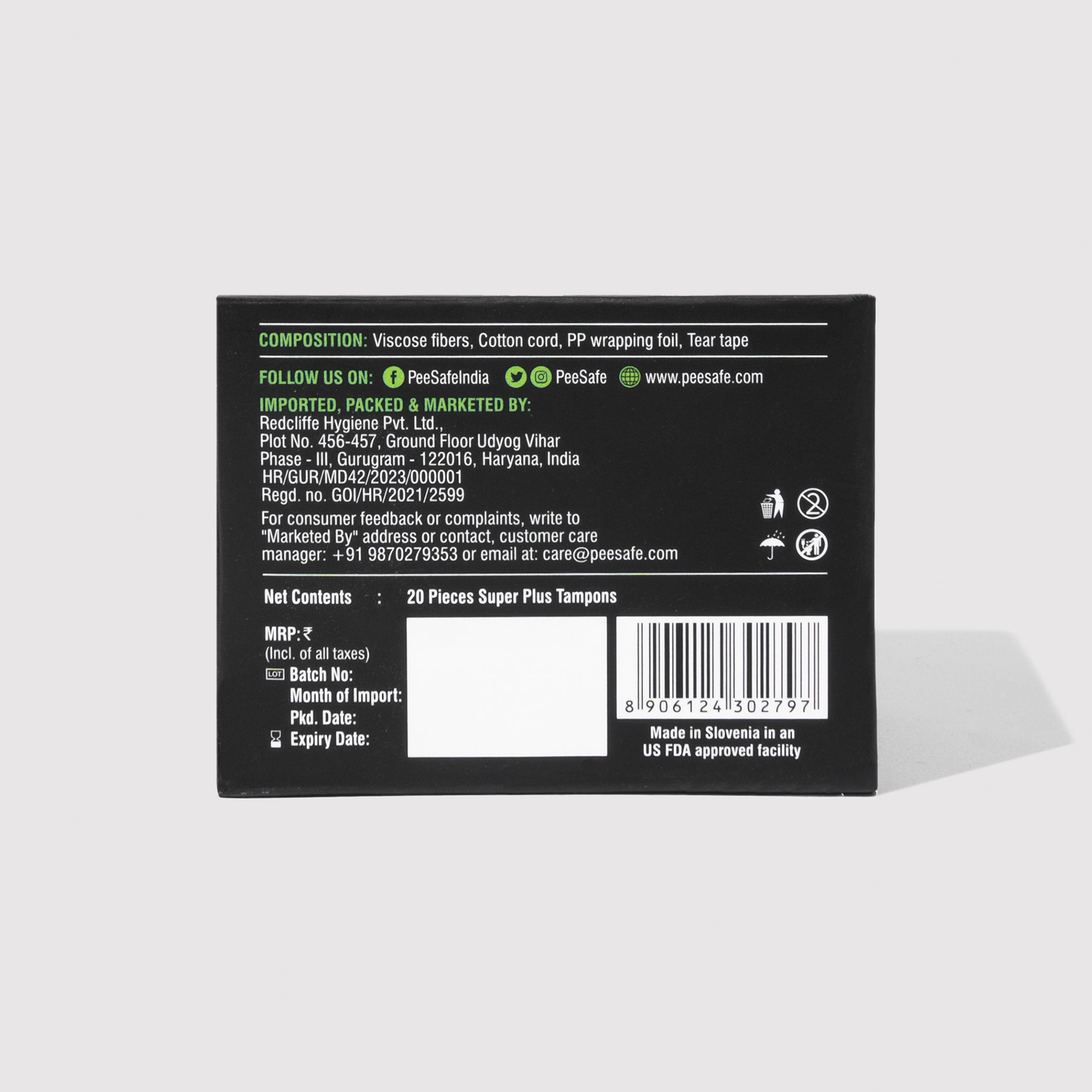 Pee Safe Tampons - Super Plus (20 Tampons) - BYOC