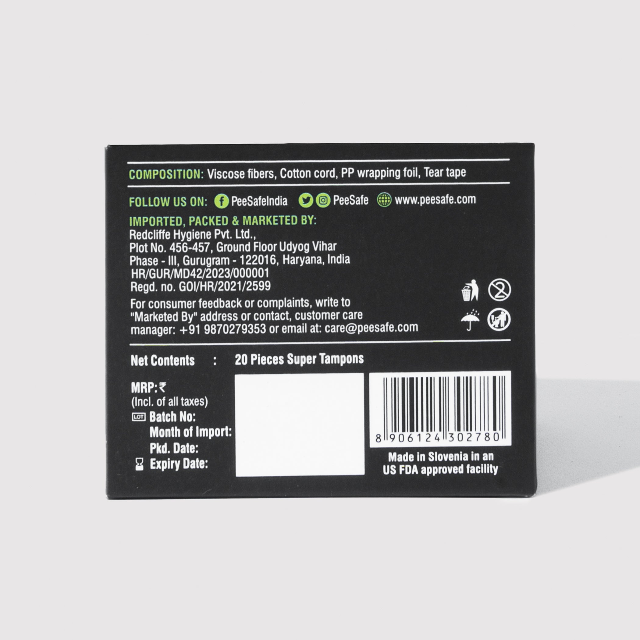 Pee Safe Tampons - Super (20 Tampons)