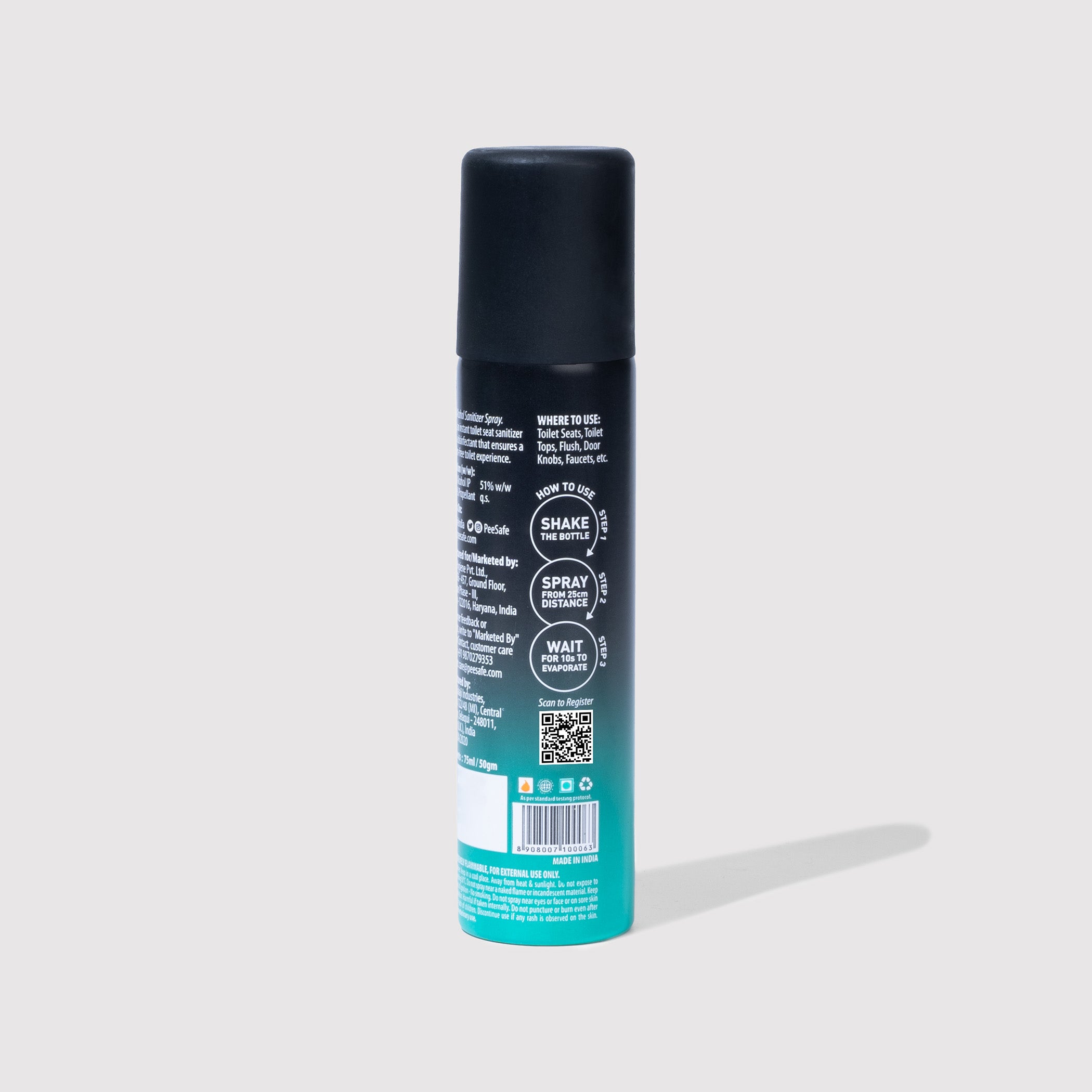Pee Safe Toilet Seat Sanitizer Spray (Mint) - 75 ML - BYOC
