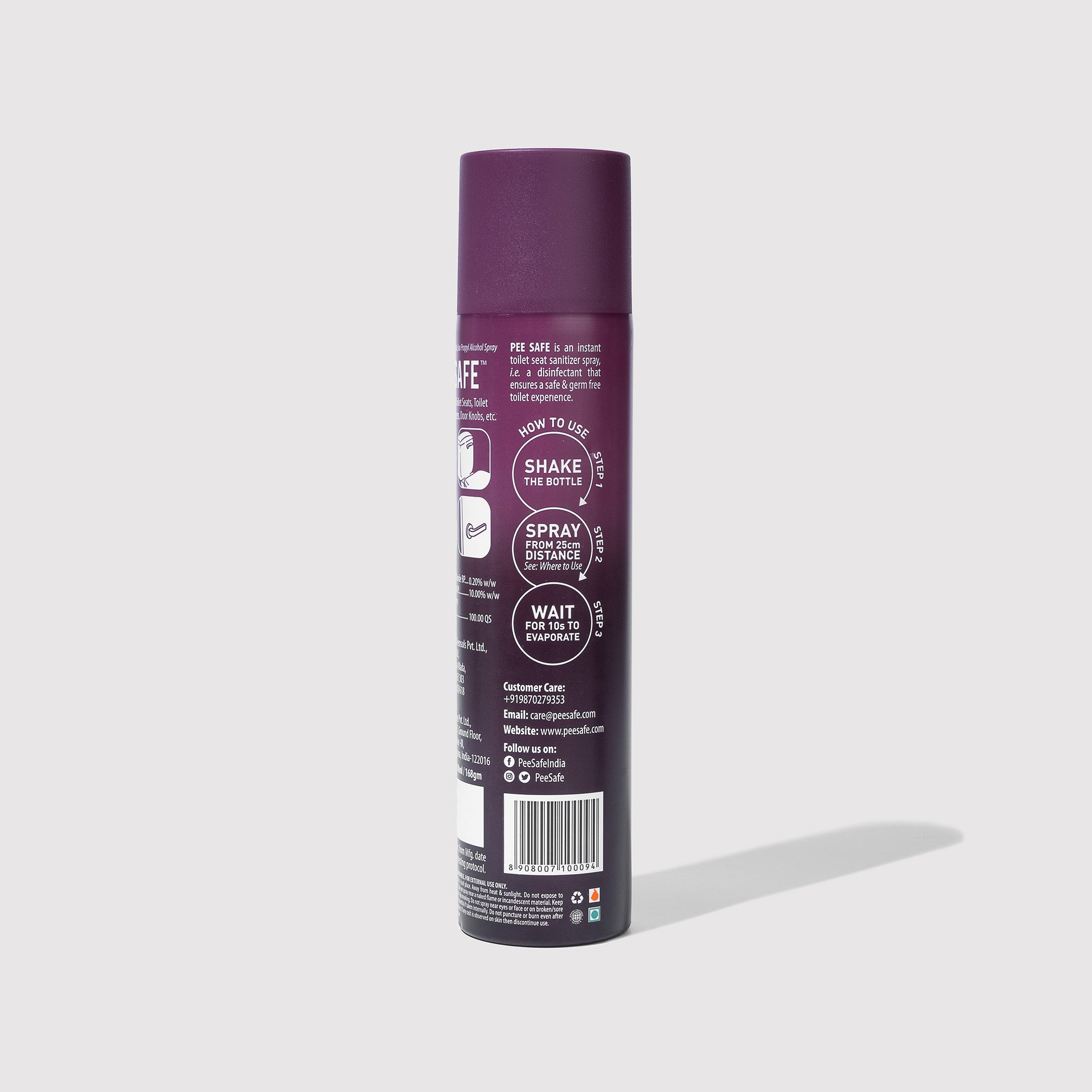 Pee Safe Toilet Seat Sanitizer Spray (Lavender) - 300 ML Pack of 4