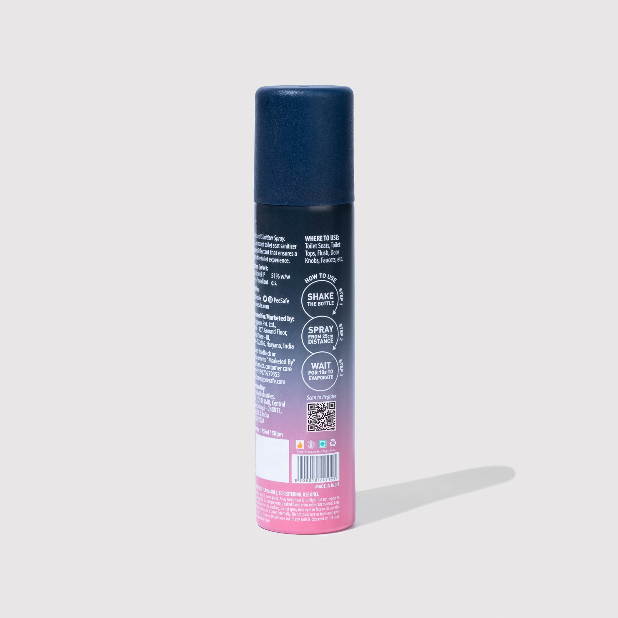 Pee Safe Toilet Seat Sanitizer Spray (Floral) - 75 ML - BYOC