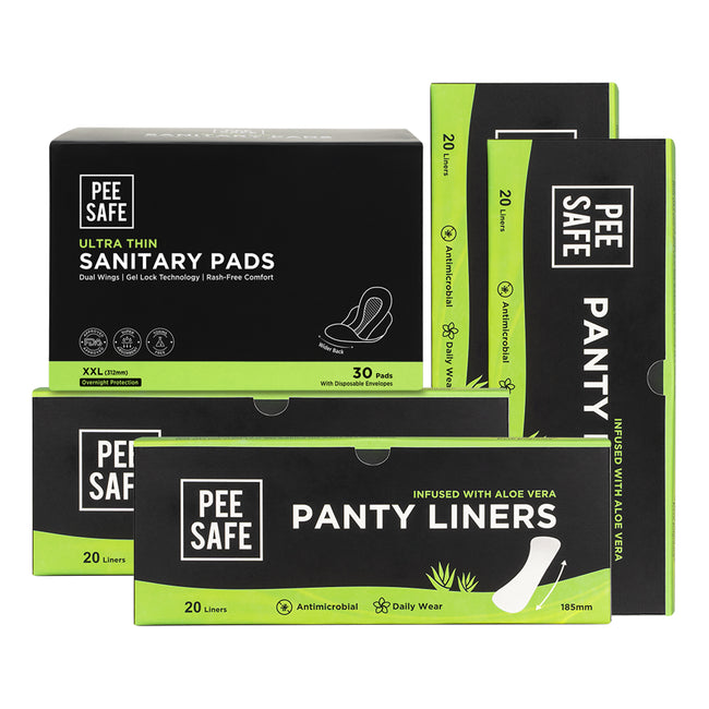 Ultra Thin Sanitary Pads (30 Pads) + Aloe Vera Panty Liners (80 Liners)