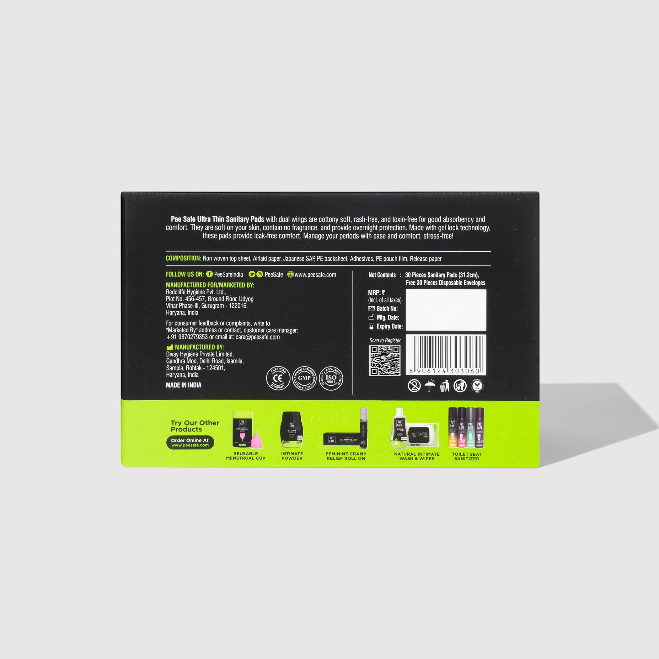 Pee Safe Ultra Thin Sanitary Pads - XXL (12 Pads)