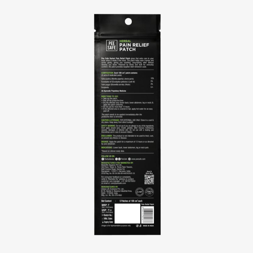 Pee Safe Pain Relief Patch (5 Patches) - BYOC