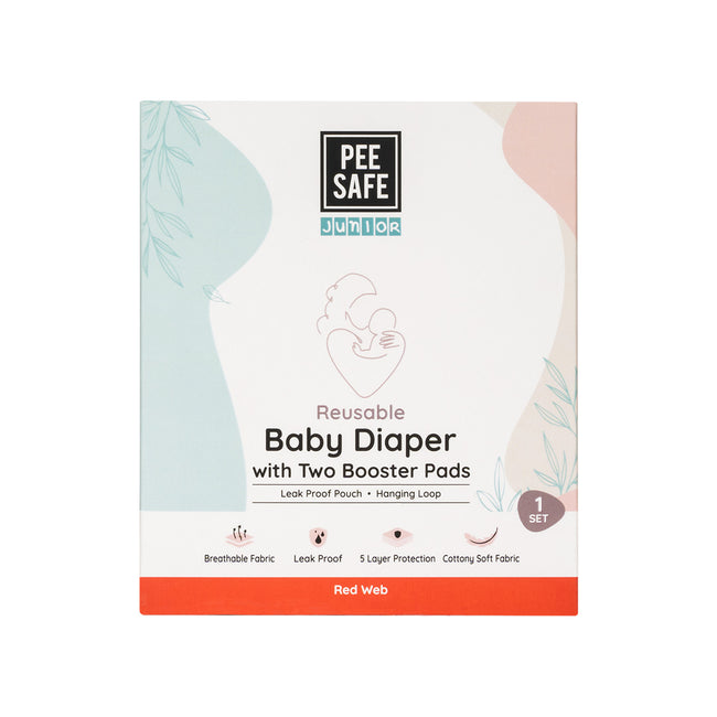 Reusable Baby Diaper- Red Web