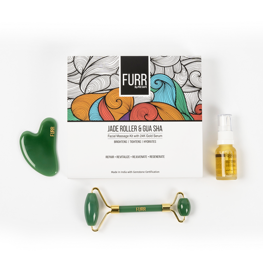 Jade Roller & Gua Sha Facial Massage Kit With 24K Gold Serum