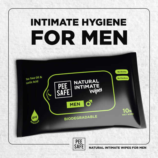 Pee Safe Mens Hygiene Natural Intimate Wipes for Men (Pack of 4)