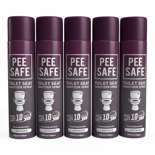 Pee Safe Toilet Hygiene Toilet Seat Sanitizer 300 ML (Lavender) - Pack of 5