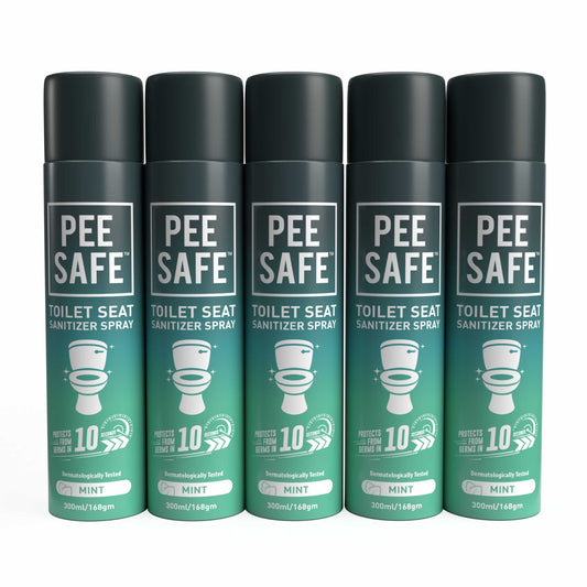 Pee Safe Toilet Hygiene Toilet Seat Sanitizer 300 ML (Mint) - Pack of 5