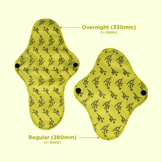  Reusable Sanitary Pads(6 Regular Pads + 2 Night Pads) - Pack of 2 - Pee Safe 